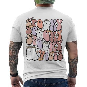 Retro Ghost Spooky Vibes Boo Halloween Boy Girl Kids Men's T-shirt Back Print - Seseable
