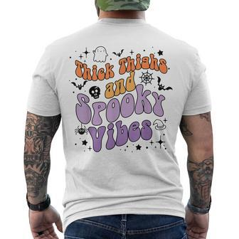 Retro Groovy Thick Thighs And Spooky Vibes Halloween Men's T-shirt Back Print - Seseable