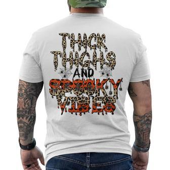 Retro Leopard Thick Thighs And Spooky Vibes Halloween Men's T-shirt Back Print - Seseable