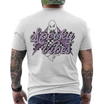 Retro Spooky Vibes Creepy Ghost Spooky Season Halloween Men's T-shirt Back Print - Seseable