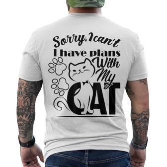 Sorry I Cant I Have Plans With My Cat V2 Men's T-shirt Back Print - Thegiftio UK