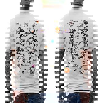 Spooky Halloween Skeleton Dancing Happy Halloween Men's T-shirt Back Print - Seseable