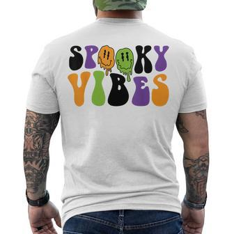 Spooky Vibes Dripping Smile Face Halloween Night Party Men's T-shirt Back Print - Seseable