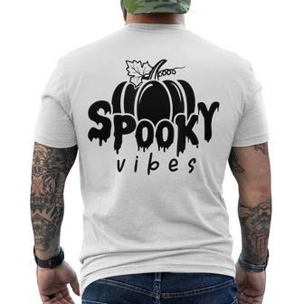 Spooky Vibes Halloween Graphic Meme Pumpkin Fall Graphic Men's T-shirt Back Print - Seseable
