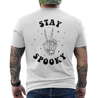 Stay Spooky Skeleton Hand Peace Sign Halloween Men's T-shirt Back Print - Thegiftio UK