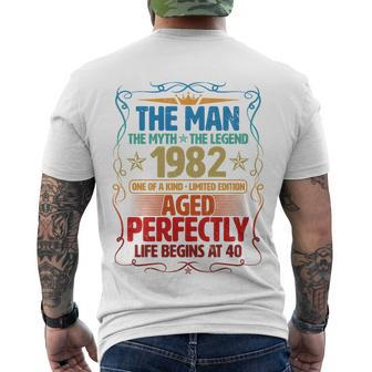 The Man Myth Legend 1982 Aged Perfectly 40Th Birthday Tshirt Men's Crewneck Short Sleeve Back Print T-shirt - Monsterry DE