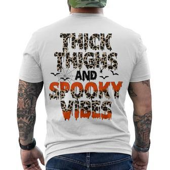 Thick Thighs And Spooky Vibes Leopard Halloween Costume Men's T-shirt Back Print - Seseable