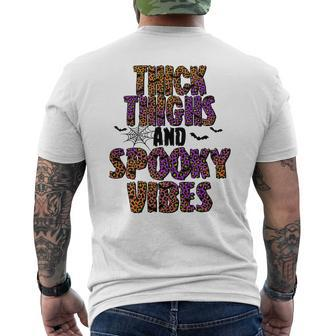 Thick Thights And Spooky Vibes Leopard Halloween V2 Men's T-shirt Back Print - Seseable