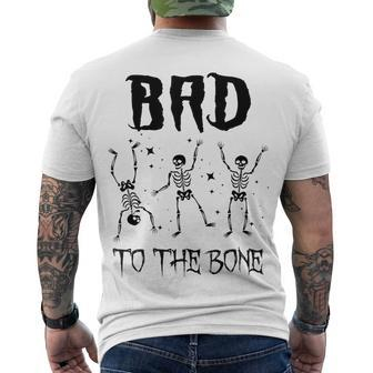 Vintage Halloween Spooky Dancing Skeleton Bad To The Bone Men's T-shirt Back Print - Seseable