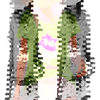 Cat Mom Cute White Cat In Pink Hat Women's Short Sleeve Loose T-shirt - Thegiftio