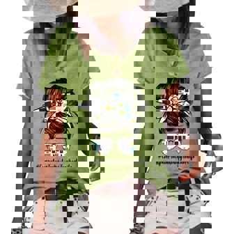 Computer Technology Teacher Life Messy Bun Back To School Women's Short Sleeve Loose T-shirt - Thegiftio