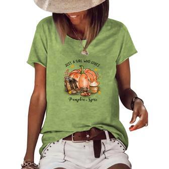 Cozy Autumn Fall Just A Girl Who Loves Pumpkin Spice Women's Loose T-shirt - Seseable