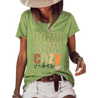 Cozy Vibes Warm Weather Fall Women's Loose T-shirt - Seseable