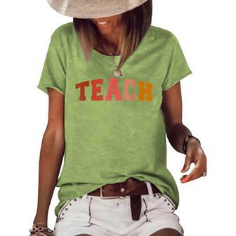 Cute Retro For Teachers Elementary School Teacher Day Women's Short Sleeve Loose T-shirt - Thegiftio UK