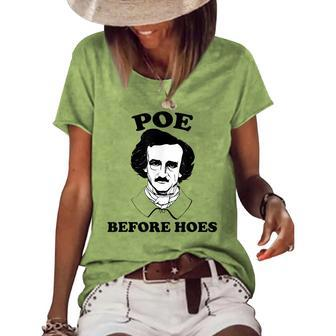 Edgar Allan Poe Poe Before Hoes Reading Women's Loose T-shirt - Seseable