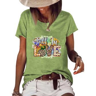 Fall In Love Fall Lovers Women's Loose T-shirt - Seseable