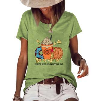 Fall Pumpkin Spice And Everything Nice Donut Coffee Women's Loose T-shirt - Seseable