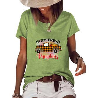 Farm Fresh Pumpkins Truck Thanksgiving Women's Loose T-shirt - Seseable