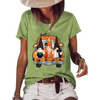 Gnome Witch Halloween Pumpkin Autumn Fall Holiday 2022 Women's Short Sleeve Loose T-shirt - Thegiftio UK