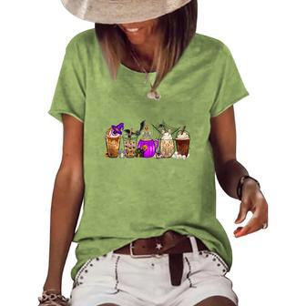 Halloween Coffee Fall Drinking Women's Loose T-shirt - Seseable