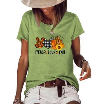 Halloween Fall Vintage Peace Love Fall Women's Loose T-shirt - Seseable