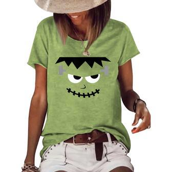 Halloween Frankenstein Monster Face For Kids Women's Loose T-shirt - Seseable