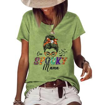 Womens Halloween One Spooky Mama Family Matching Costume Women's Loose T-shirt - Seseable