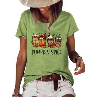 Halloween Pumpkin Spice Latte Thanksgiving Autumn Women's Short Sleeve Loose T-shirt - Thegiftio UK