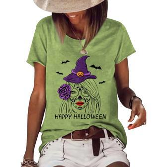 Happy Halloween Catrina Costume For Moms Witch Halloween Women's Loose T-shirt - Seseable