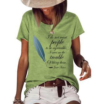 Jane Austen Agreeable Quote Women's Loose T-shirt - Seseable