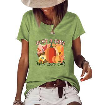 Just A Girl Who Loves Fall Pumpkin Women's Loose T-shirt - Seseable