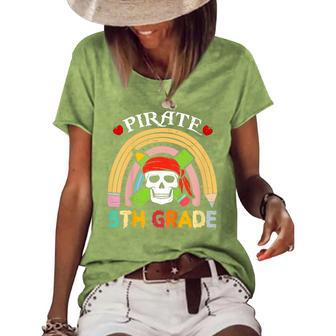 Kids 5Th Grade Pirate Teacher Funny Halloween Student Skull Boys Women's Short Sleeve Loose T-shirt - Thegiftio UK