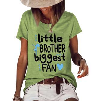 Little Brother Biggest Fan Dance Brother Of A Dancer Graphic Design Printed Casual Daily Basic Women's Short Sleeve Loose T-shirt - Thegiftio UK