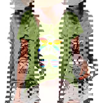 Mom Life Support Trans Kids Protect Kids Lgbt Transgender Women's Short Sleeve Loose T-shirt - Thegiftio