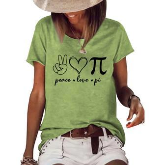 Peace Love Pi Math Love Pi Day Mathematics Math Teachers Women's Short Sleeve Loose T-shirt - Thegiftio UK