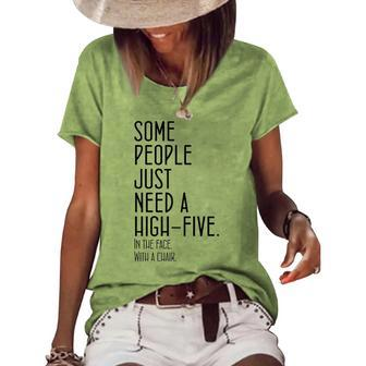 Some People Just Need A High Five V3 Women's Loose T-shirt - Seseable