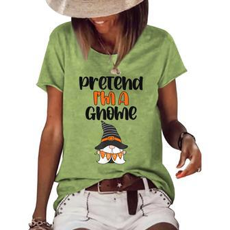 Pezo Pretend Im Gnome Funny Gnome Witch Autumn Halloween Women's Short Sleeve Loose T-shirt - Thegiftio UK
