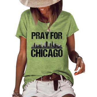Pray For Chicago Chicago Shooting Support Chicago Outfit Women's Loose T-shirt - Seseable