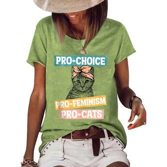 Pro Choice Pro Feminism Pro Cats Feminism Feminist Women's Loose T-shirt - Seseable