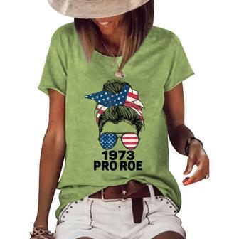 Pro Roe 1973 Messy Bun Us Flag Women's Loose T-shirt
