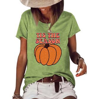 Pumpkin Tis The Season Fall Women's Loose T-shirt - Seseable