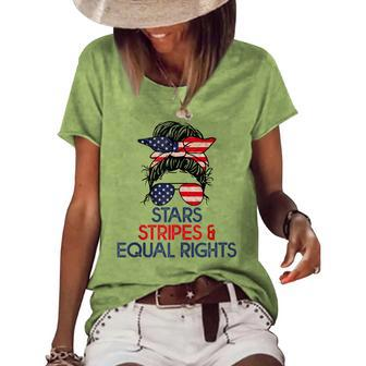 Retro Pro Choice Stars Stripes And Equal Rights Patriotic Women's Loose T-shirt - Seseable