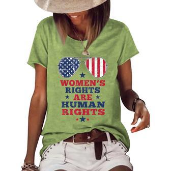 Womens Rights Are Human Rights American Flag 4Th Of July Women's Loose T-shirt - Seseable