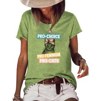 Womens Rights Pro Choice Pro Feminism Pro Cats Women's Loose T-shirt - Seseable