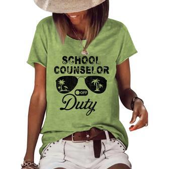 School Counselor Off Duty Sunglasses Summer Vacation Funny Women's Short Sleeve Loose T-shirt - Thegiftio UK