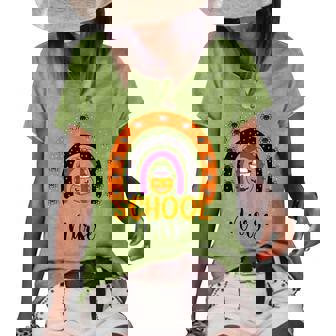 School Nurse Spooky Halloween Pumpkin Rainbow Nursing V2 Women's Short Sleeve Loose T-shirt - Thegiftio