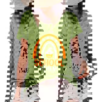 School Nurse Spooky Halloween Pumpkin Rainbow Nursing Women's Short Sleeve Loose T-shirt - Thegiftio