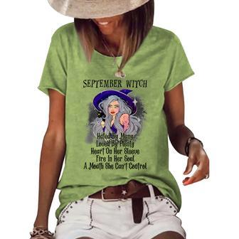 September Witch Funny Women Halloween Women's Short Sleeve Loose T-shirt - Thegiftio UK