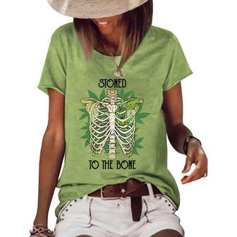 Skeleton And Plants Stoned To The Bone Women's Loose T-shirt - Seseable