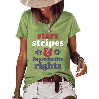 Stars Stripes Reproductive Rights Patriotic 4Th Of July V4 Women's Loose T-shirt - Seseable